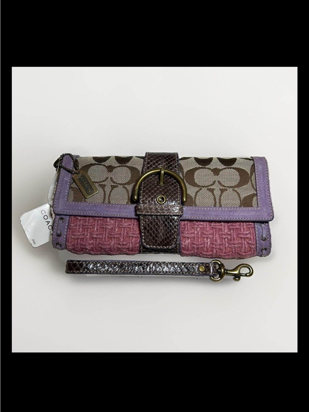 Coach Soho Buckle Flap, Basket Weave Wallet/Clutch 2004 Style: (#9652) RARE-NWT